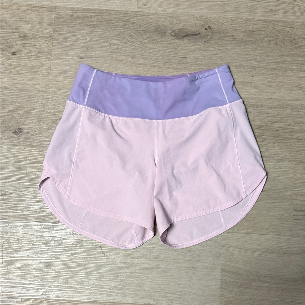 Lululemon Athletica Speed Up Long/Tall Light Pink and Lavender Athletic Shorts